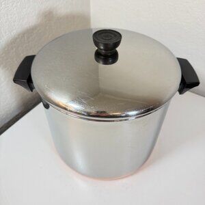 Vintage Revere Ware 8 QT -90g Stock Pot w/ Lid Copper Clad 1801 Clinton ILL USA